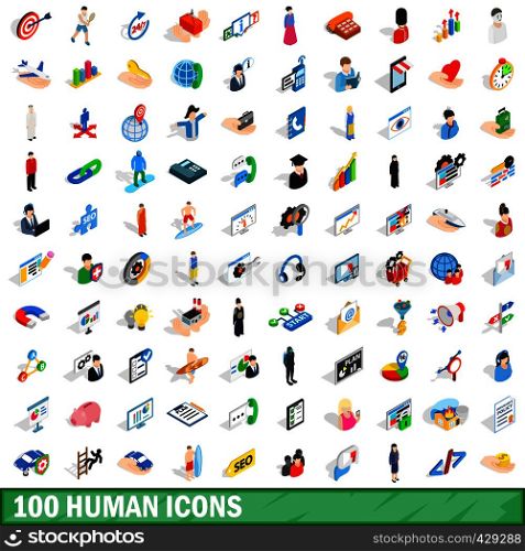 100 human icons set in isometric 3d style for any design vector illustration. 100 human icons set, isometric 3d style