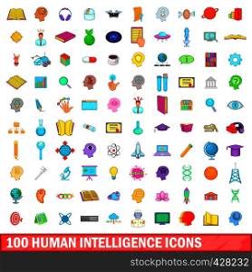 100 human intelligence icons set in cartoon style for any design vector illustration. 100 human intelligence icons set, cartoon style