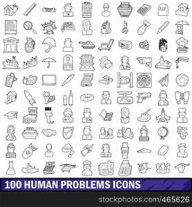 100 human problems icons set in outline style for any design vector illustration. 100 human problems icons set, outline style