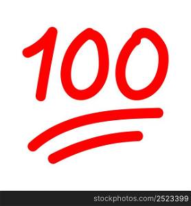 100 hundreds emoji icon. Point text illustration symbol. Sign number vector.