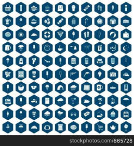 100 ice cream icons set in sapphirine hexagon isolated vector illustration. 100 ice cream icons sapphirine violet