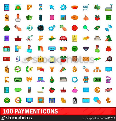 100 icons set in cartoon style for any design vector illustration. 100 icons set, cartoon style