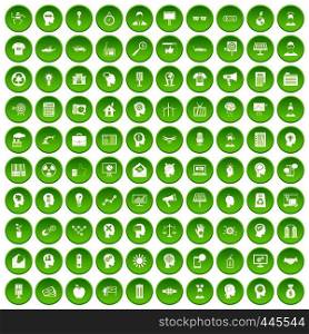 100 idea icons set green circle isolated on white background vector illustration. 100 idea icons set green circle