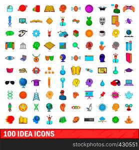 100 idea icons set in cartoon style for any design vector illustration. 100 idea icons set, cartoon style