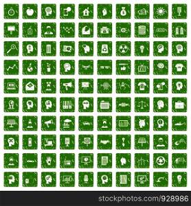100 idea icons set in grunge style green color isolated on white background vector illustration. 100 idea icons set grunge green