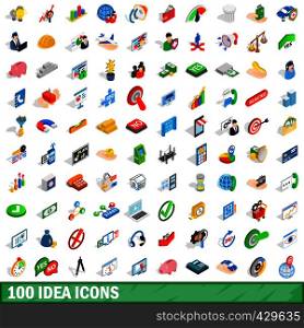 100 idea icons set in isometric 3d style for any design vector illustration. 100 idea icons set, isometric 3d style
