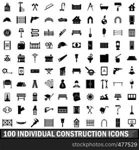 100 individual construction icons set in simple style for any design vector illustration. 100 individual construction icons set