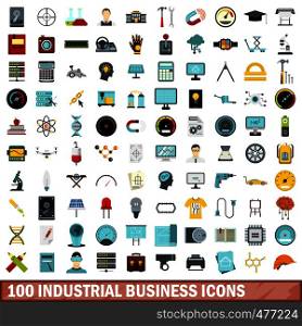 100 industrial business icons set in flat style for any design vector illustration. 100 industrial business icons set, flat style