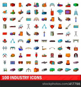 100 industry icons set in cartoon style for any design vector illustration. 100 industry icons set, cartoon style