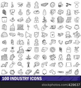 100 industry icons set in outline style for any design vector illustration. 100 industry icons set, outline style