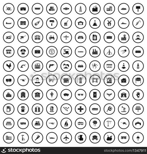 100 industry icons set in simple style for any design vector illustration. 100 industry icons set, simple style