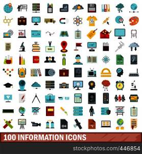 100 information icons set in flat style for any design vector illustration. 100 information icons set, flat style