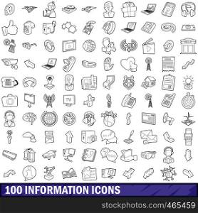 100 information icons set in outline style for any design vector illustration. 100 information icons set, outline style