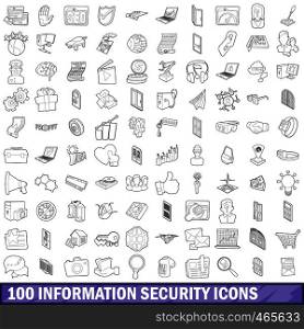 100 information security icons set in outline style for any design vector illustration. 100 information security icons set, outline style