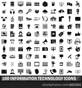 100 information technology icons set in simple style for any design vector illustration. 100 information technology icons set, simple style