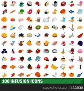 100 infusion icons set in isometric 3d style for any design vector illustration. 100 infusion icons set, isometric 3d style