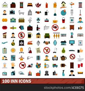 100 inn icons set in flat style for any design vector illustration. 100 inn icons set, flat style