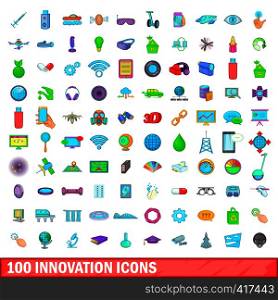 100 innovation icons set in cartoon style for any design vector illustration. 100 icons set, cartoon style