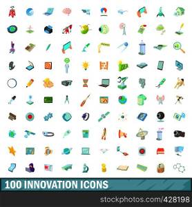 100 innovation icons set in cartoon style for any design vector illustration. 100 innovation icons set, cartoon style