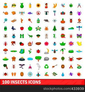 100 insects icons set in cartoon style for any design vector illustration. 100 insects icons set, cartoon style
