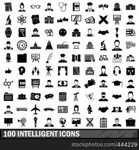 100 intelligent icons set in simple style for any design vector illustration. 100 intelligent icons set, simple style