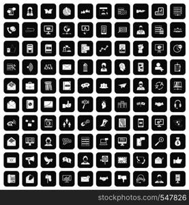 100 interaction icons set in black color isolated vector illustration. 100 interaction icons set black