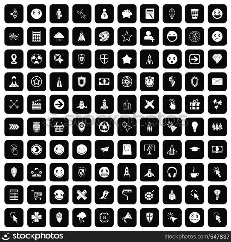 100 interface pictogram icons set in black color isolated vector illustration. 100 interface pictogram icons set black