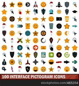 100 interface pictogram icons set in flat style for any design vector illustration. 100 interface pictogram icons set, flat style