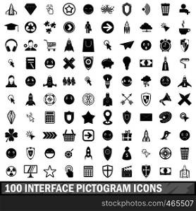 100 interface pictogram icons set in simple style for any design vector illustration. 100 interface pictogram icons set, simple style