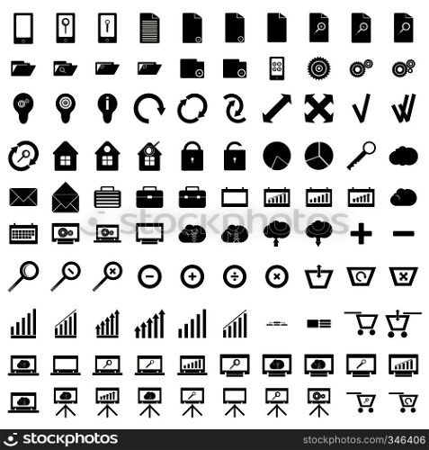 100 internet icons set in simple style on a white background. 100 internet icons set, simple style