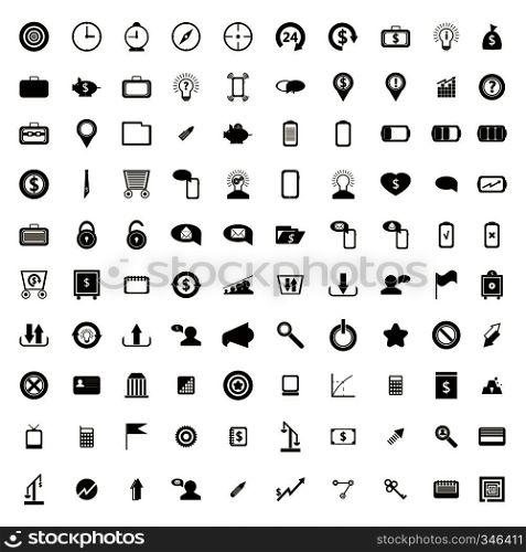 100 internet icons set in simple style on a white background. 100 internet icons set, simple style