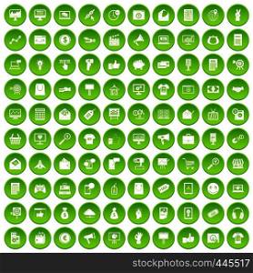 100 internet marketing icons set green circle isolated on white background vector illustration. 100 internet marketing icons set green circle