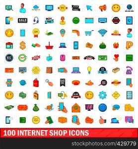 100 internet shop icons set in cartoon style for any design vector illustration. 100 internet shop icons set, cartoon style