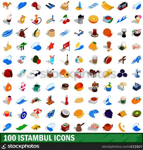 100 istambul icons set in isometric 3d style for any design vector illustration. 100 istambul icons set, isometric 3d style