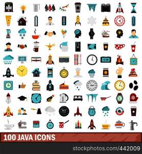 100 java icons set in flat style for any design vector illustration. 100 java icons set, flat style