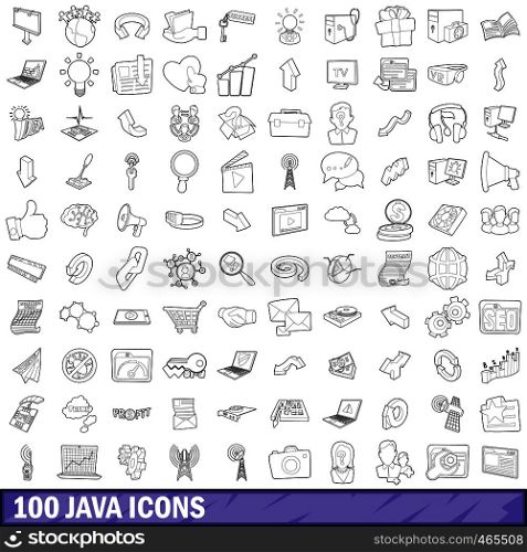 100 java icons set in outline style for any design vector illustration. 100 java icons set, outline style