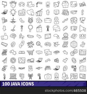 100 java icons set in outline style for any design vector illustration. 100 java icons set, outline style