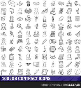 100 job contract icons set in outline style for any design vector illustration. 100 job contract icons set, outline style
