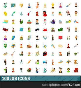 100 job icons set in cartoon style for any design vector illustration. 100 job icons set, cartoon style