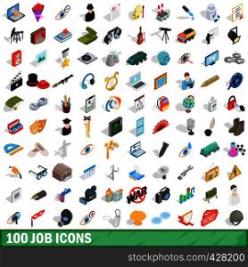 100 job icons set in isometric 3d style for any design vector illustration. 100 job icons set, isometric 3d style