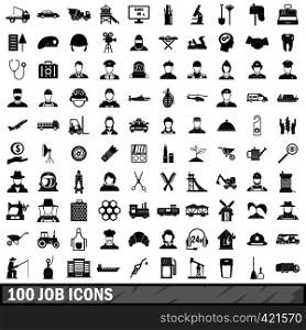 100 job icons set in simple style for any design vector illustration. 100 job icons set in simple style
