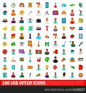 100 job offer icons set in cartoon style for any design vector illustration. 100 job offer icons set, cartoon style