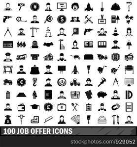 100 job offer icons set in simple style for any design vector illustration. 100 job offer icons set, simple style