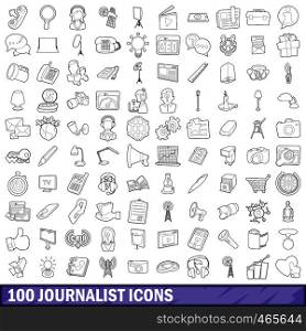 100 journalist icons set in outline style for any design vector illustration. 100 journalist icons set, outline style