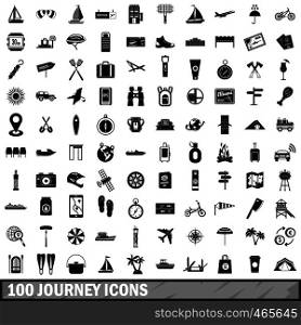 100 journey icons set in simple style for any design vector illustration. 100 journey icons set, simple style