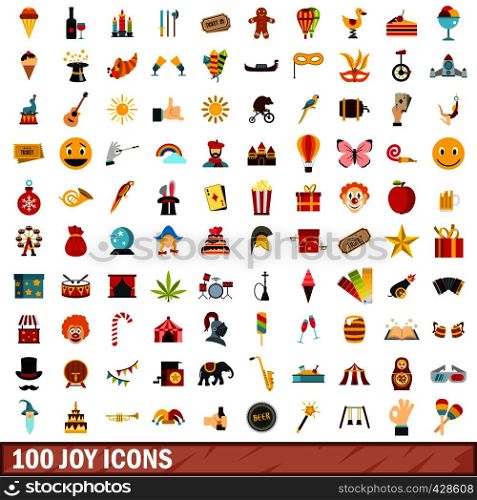 100 joy icons set in flat style for any design vector illustration. 100 joy icons set, flat style