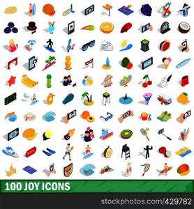 100 joy icons set in isometric 3d style for any design vector illustration. 100 joy icons set, isometric 3d style