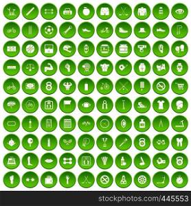 100 kettlebell icons set green circle isolated on white background vector illustration. 100 kettlebell icons set green circle