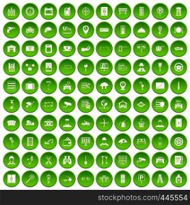 100 keys icons set green circle isolated on white background vector illustration. 100 keys icons set green circle