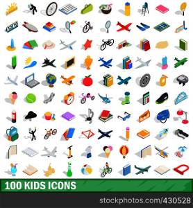 100 kids icons set in isometric 3d style for any design vector illustration. 100 kids icons set, isometric 3d style